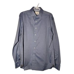 Todd Snyder Button Down Dress Shirt 16.5 34/35 Solid 2-Ply Blue Cotton Sz Large